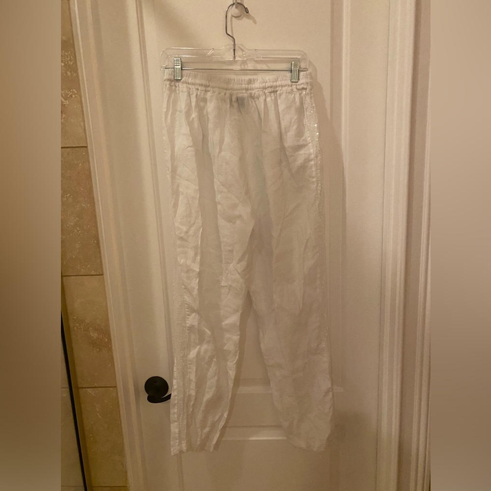 belle france linen pants side seam sparkles xl